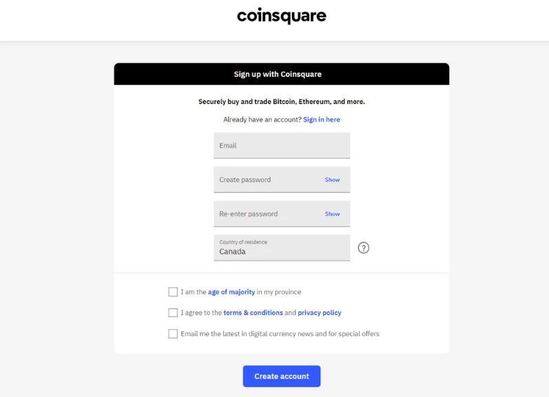 Cách mua tiền điện tử trên Coinsquare